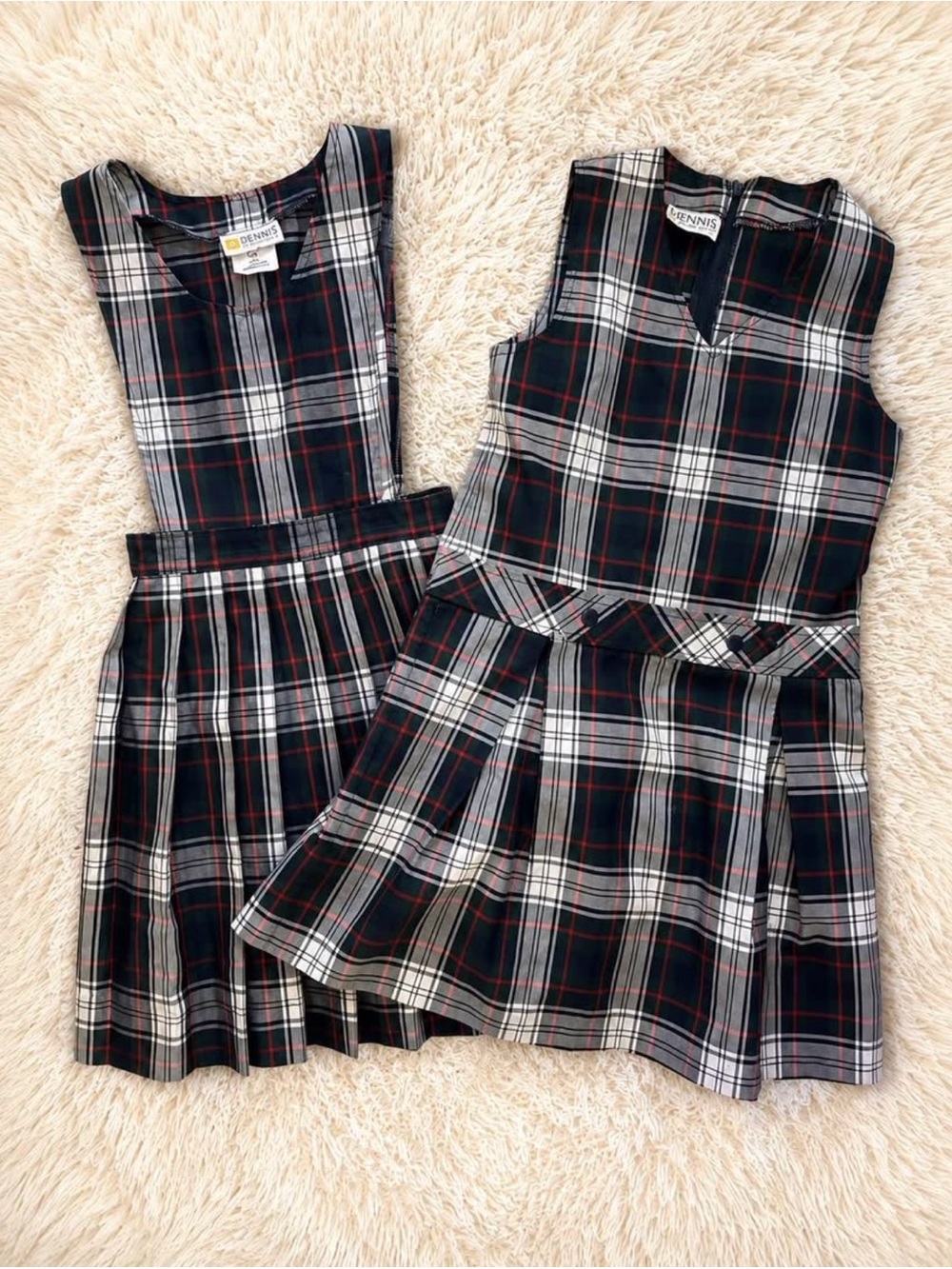 Dennis Girls Navy Plaid School Jumper Dress - Classic Sleeveless Style